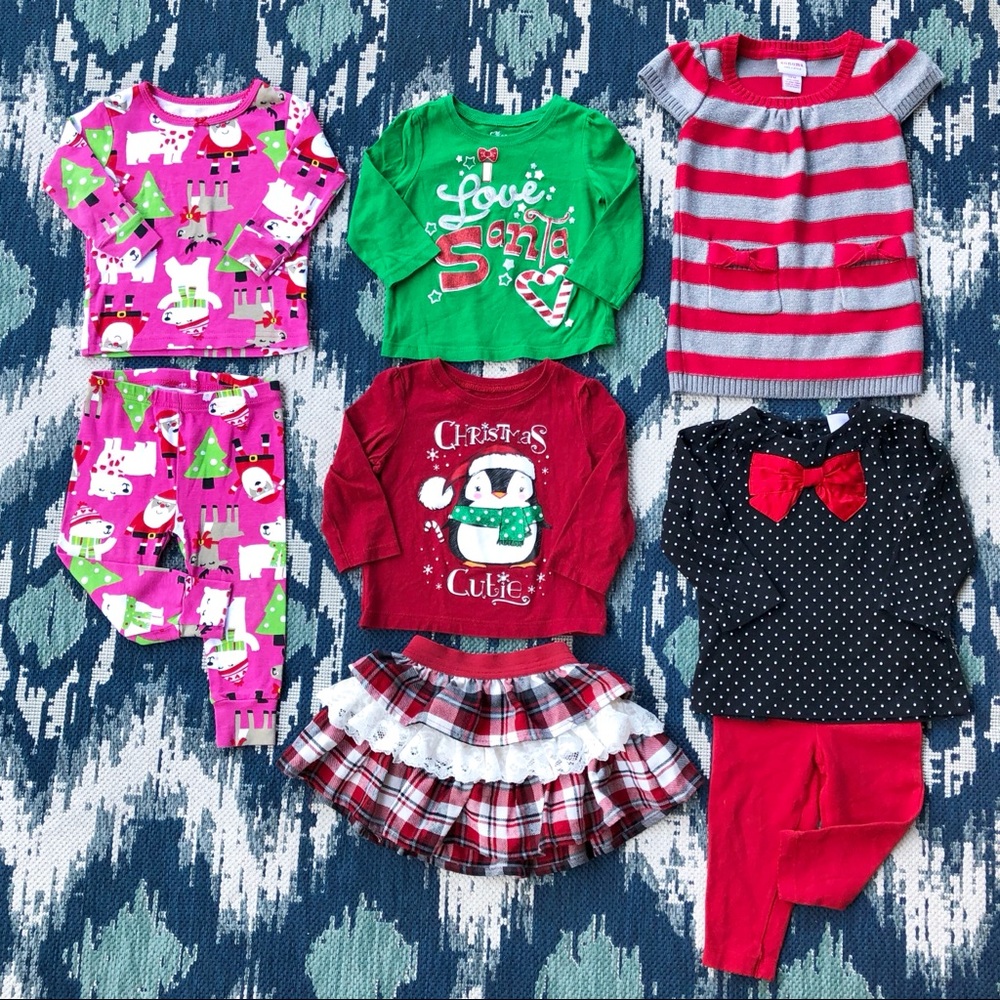 Christmas Bundle 12M Baby Girls EUC-8 Pieces!🎄❤️